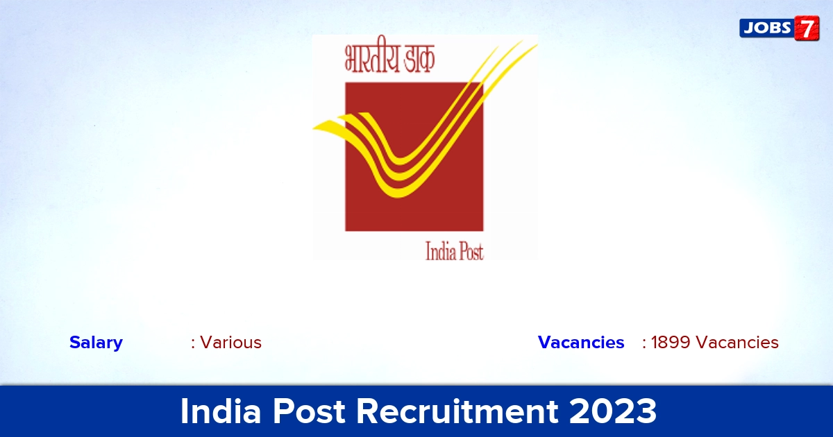 India Post Recruitment 2023 - Apply Online for 1899 Postman, Postal Assistant, MTS Vacancies