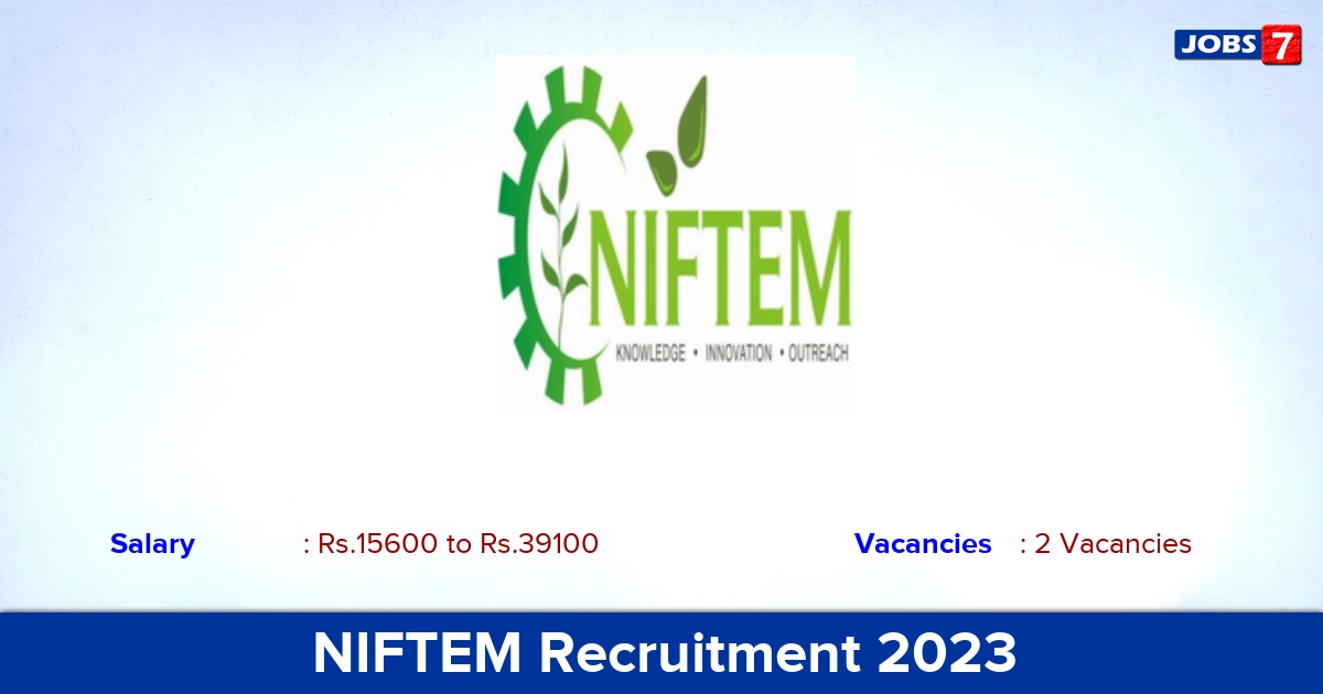 NIFTEM Recruitment 2023 - Apply Online for Registrar Jobs