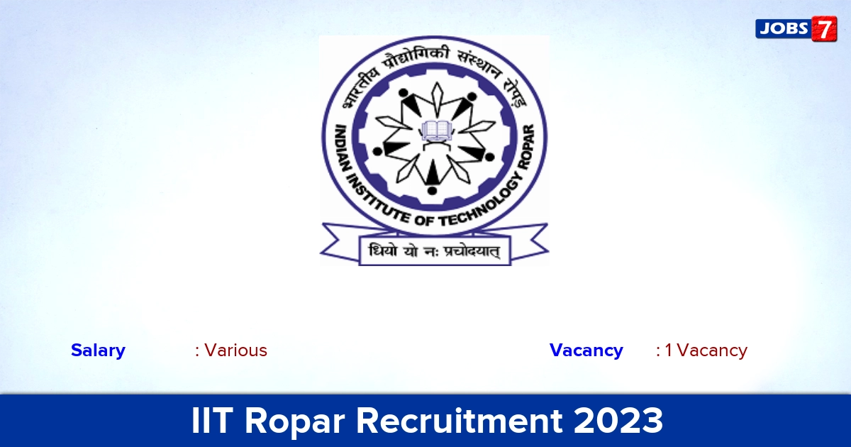 IIT Ropar Recruitment 2023 -  JRF Jobs | Application Send by Email
