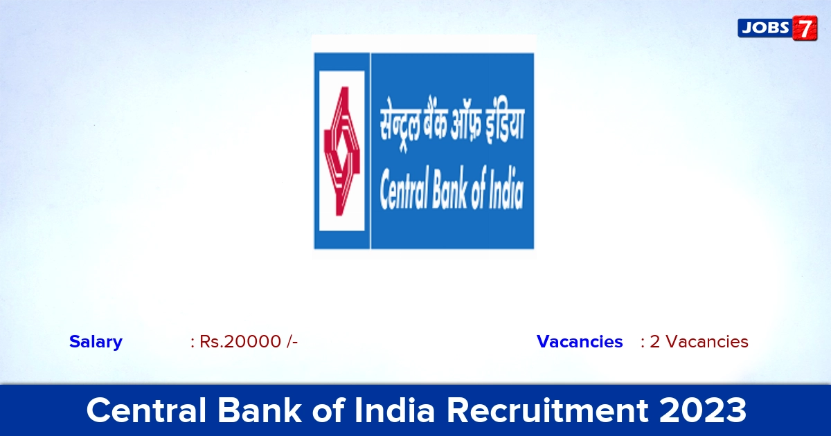 Central Bank of India Recruitment 2023 - Apply for Faculty Jobs | Download Application Form