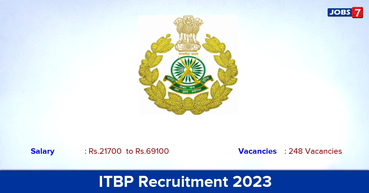 ITBP Recruitment 2023 - Apply Online for 248 Constable (General Duty) Vacancies