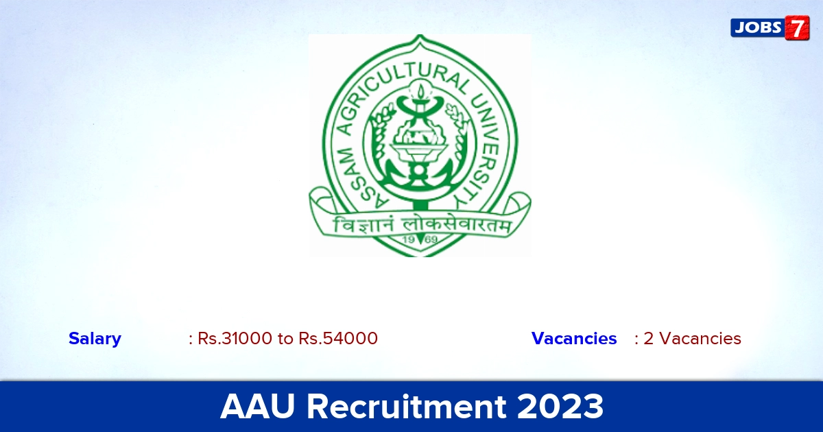 AAU Recruitment 2023 - Apply Offline for Research Associate, SRF Jobs