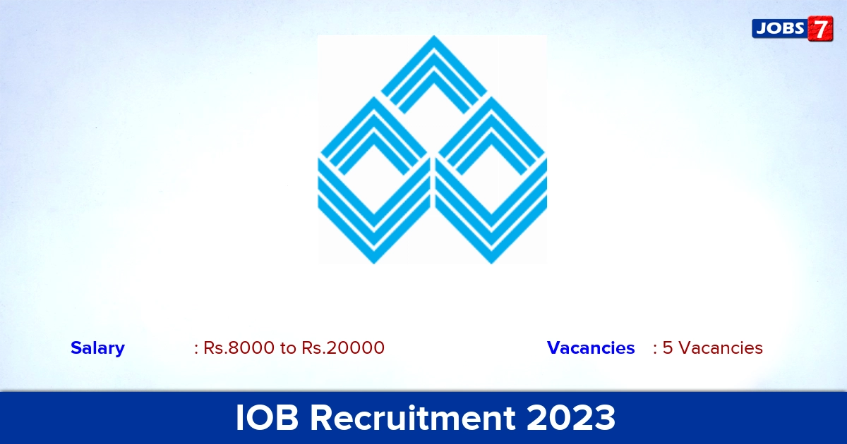 IOB Recruitment 2023 - Apply for Faculty, Office Assistant , Attender Jobs