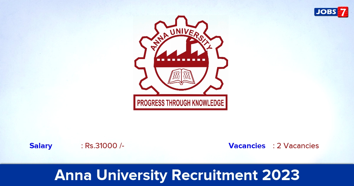 Anna University Recruitment 2023 - Apply Offline for Project Associate Jobs