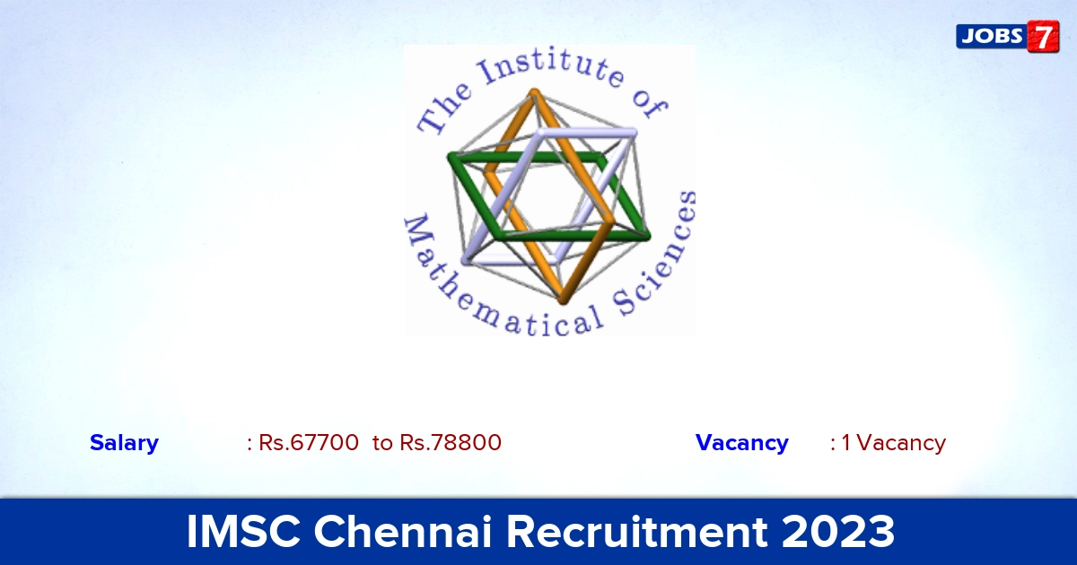 IMSC Chennai Recruitment 2023 - Apply Online for Deputy Controller of Accounts Jobs