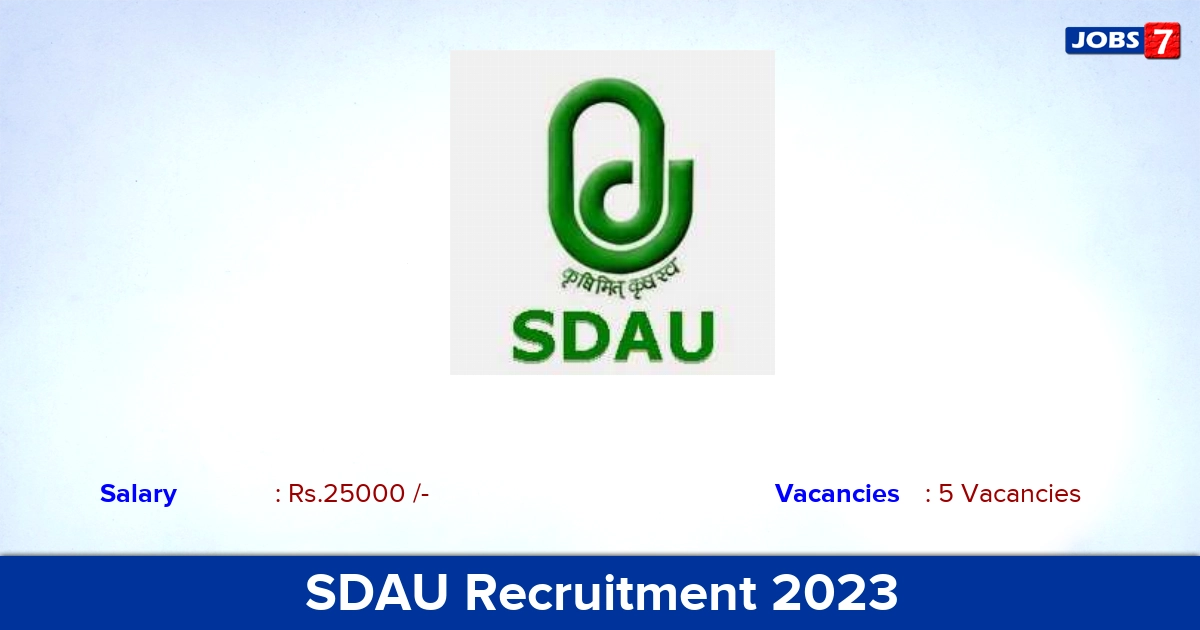SDAU Recruitment 2023 -Walk In Interview  for JRF Jobs