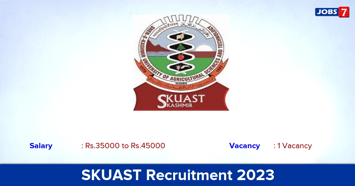 SKUAST Recruitment 2023 - Online Interview for Assistant Professor Jobs