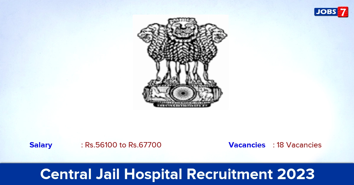 Central Jail Hospital Recruitment 2023 - Apply Offline for 18 Junior Resident, Senior Resident vacancies