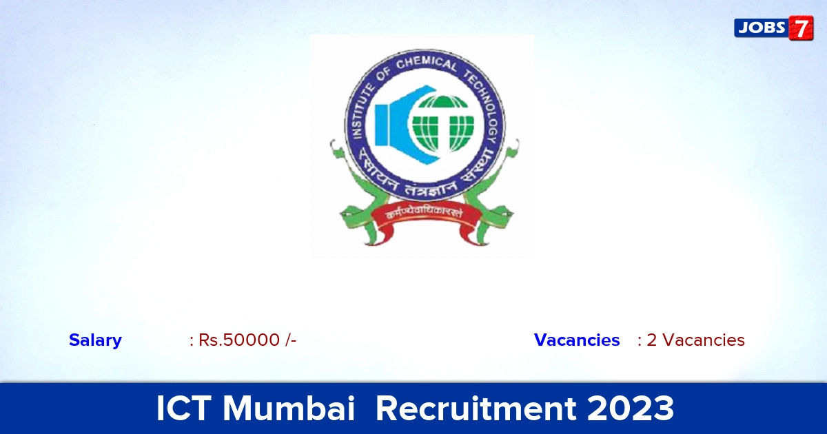 ICT Mumbai  Recruitment 2023 - Apply Online for Research Associate Jobs