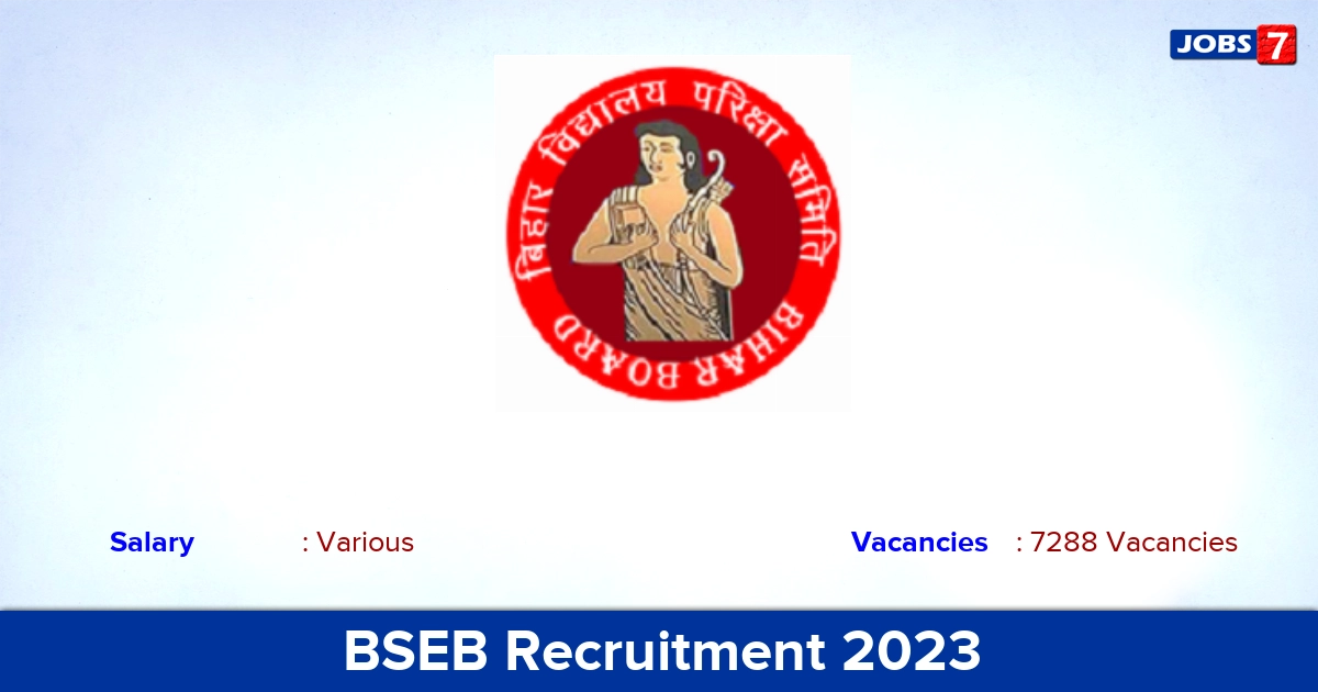 BSEB Recruitment 2023 - Apply Online for 7288 Teacher Vacancies