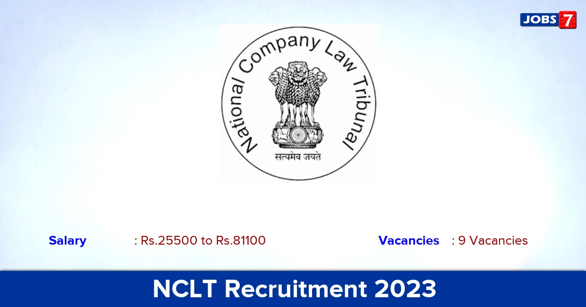 NCLT Record Assistant Recruitment 2023 - Check Eligibility Details & Apply