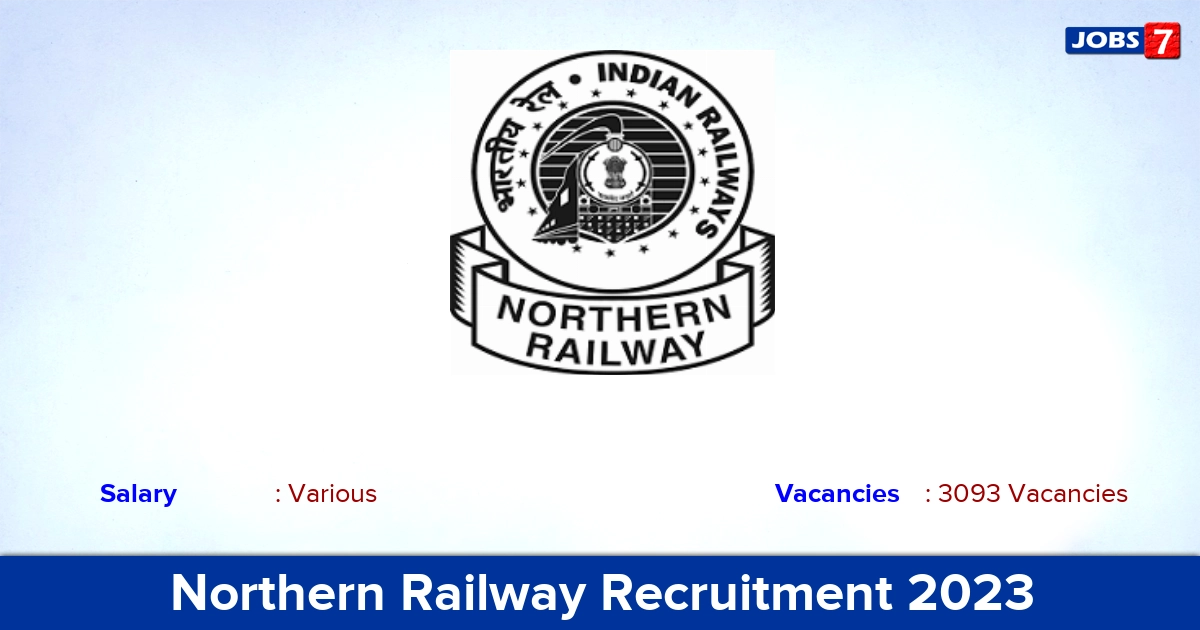 Northern Railway Recruitment 2023-2024 - Apply Online for 3093  Apprentice Vacancies