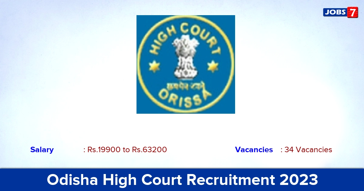 Odisha High Court Recruitment 2023 - Apply Online for 34 DEO, Typist Vacancies