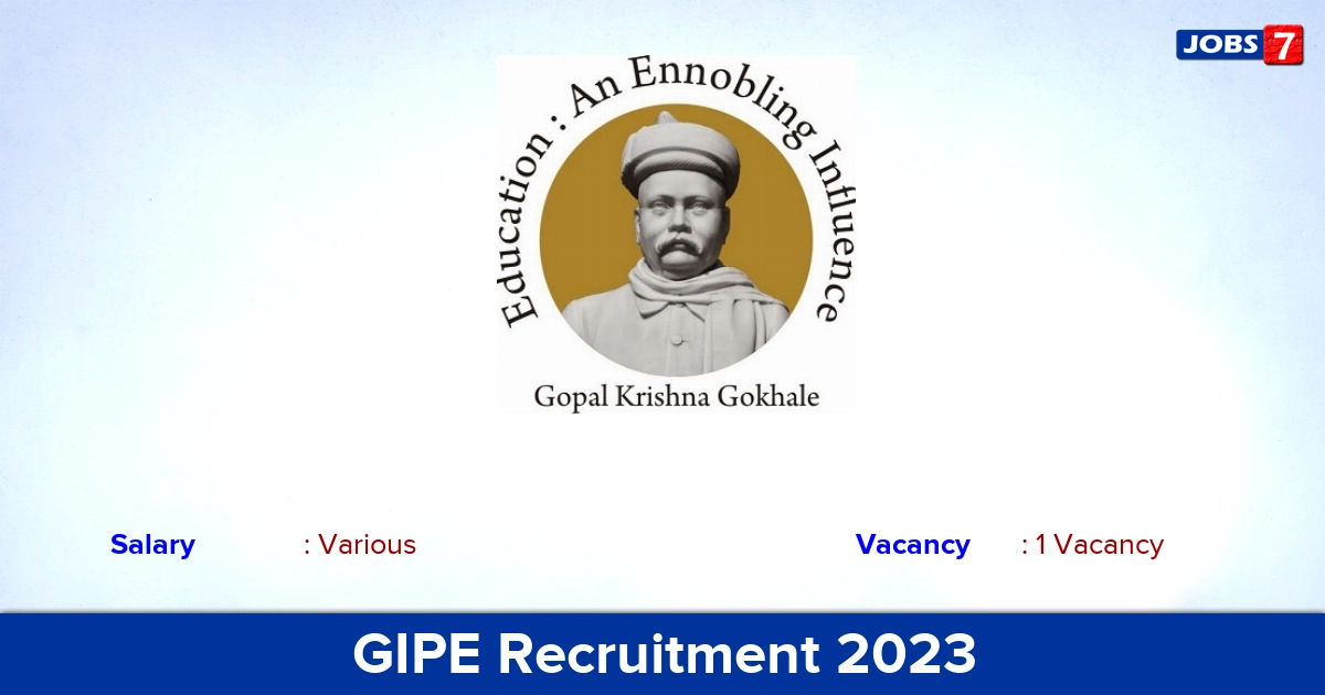 GIPE Recruitment 2023 - Apply Online for Research Assistant  Jobs