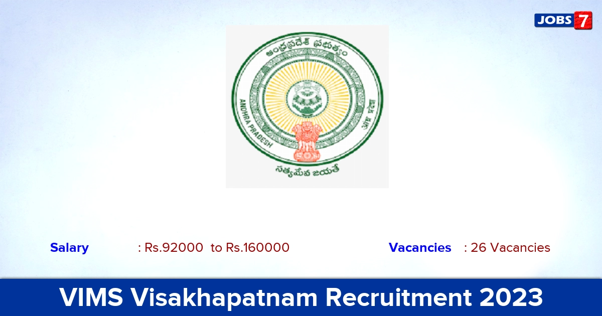 VIMS Visakhapatnam Recruitment 2023 - Apply for 26 Assistant Professor Vacancies