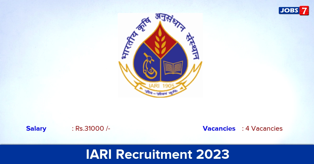 IARI Recruitment 2023 - Apply Offline for SRF Jobs