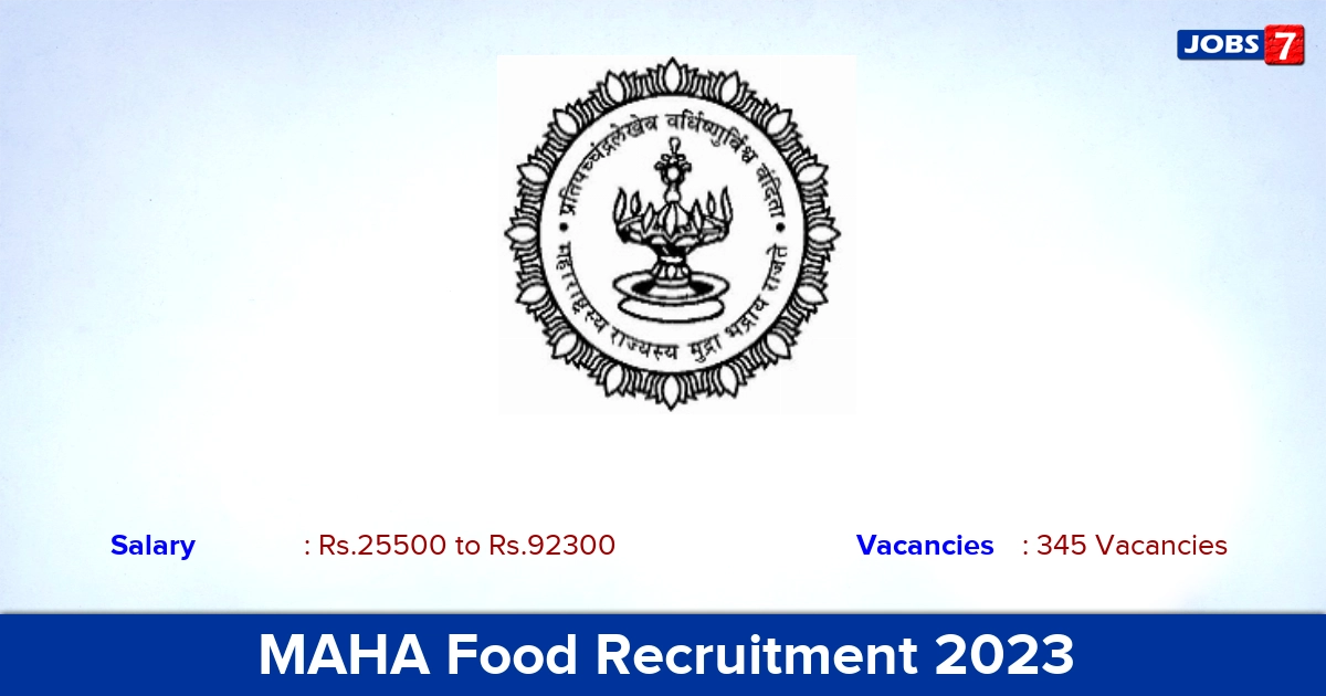 MAHA Food Recruitment 2023 - Apply Online for 345 Clerk, Inspector Vacancies