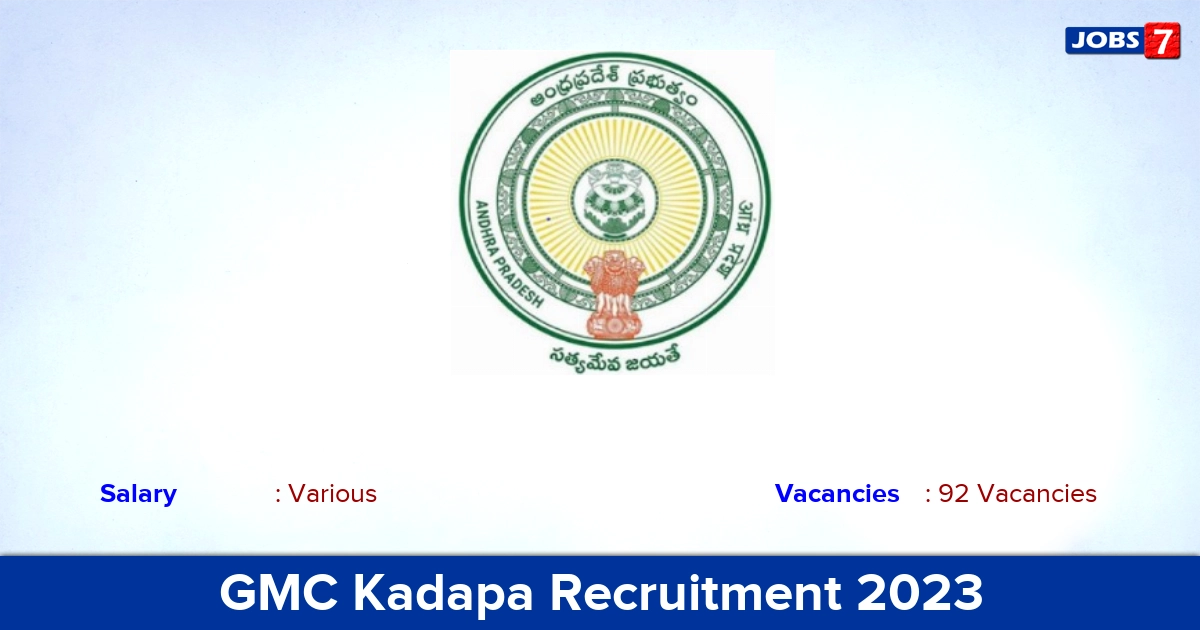 GMC Kadapa Recruitment 2023 - Interview for 92 Senior Resident Vacancies