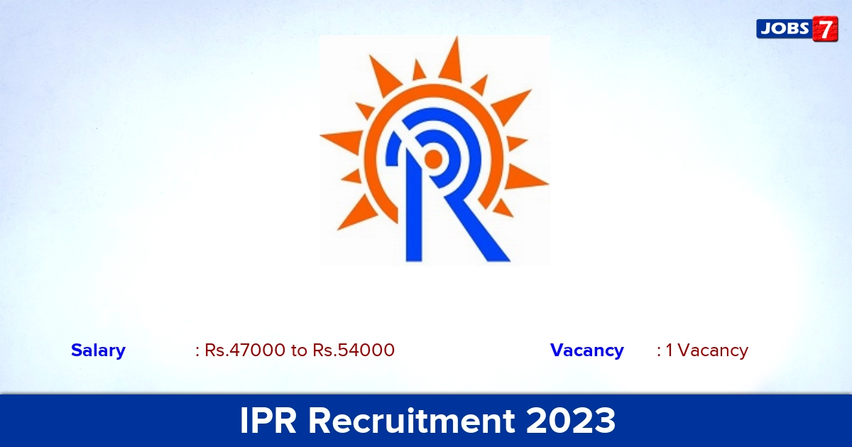 IPR Recruitment 2023 - Apply Online for Research Associate Jobs