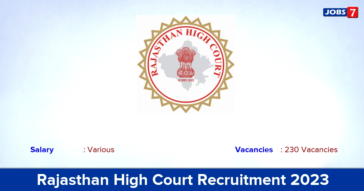 Rajasthan High Court Recruitment 2024 - Apply Online for 230 System Assistant Vacancies