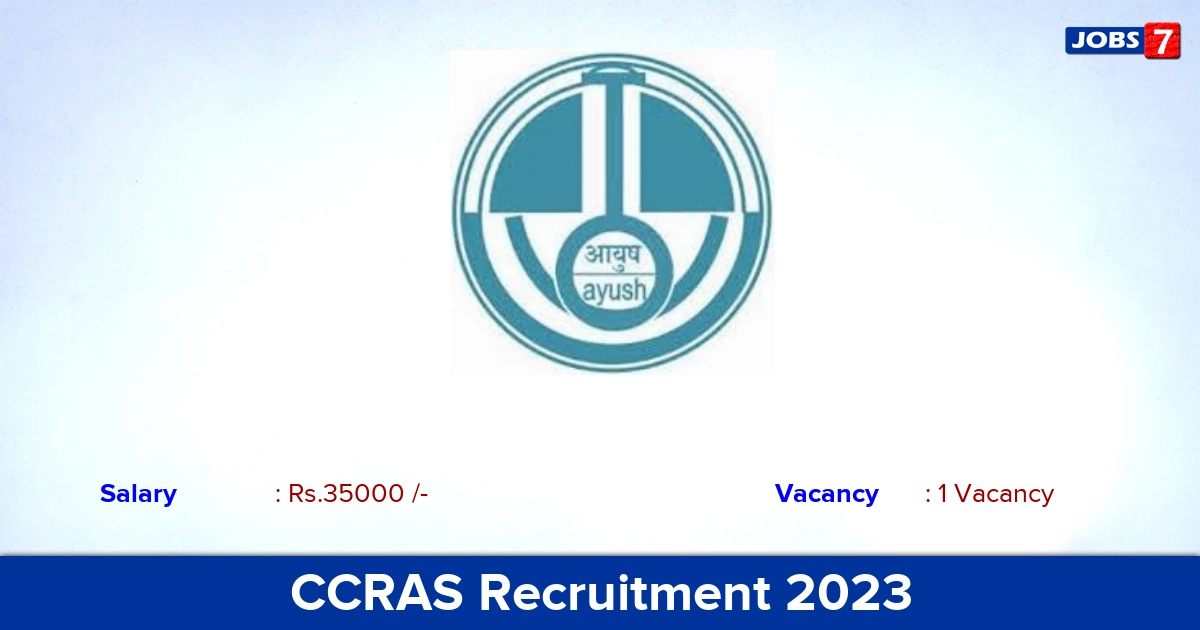 CCRAS Recruitment 2023 - Direct Interview for SRF Jobs