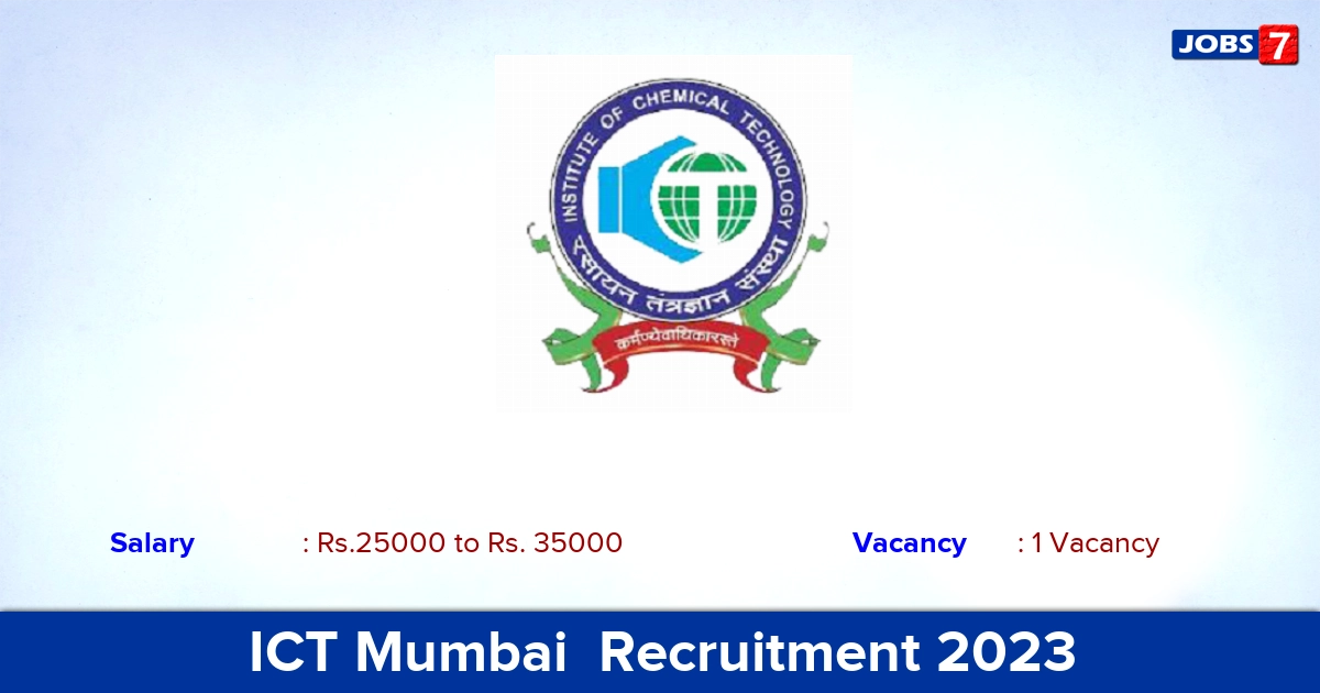 ICT Mumbai  Recruitment 2023-2024 - Apply Online for JRF Jobs