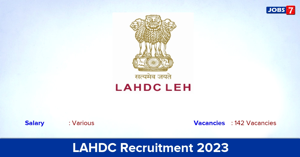 LAHDC Recruitment 2023-2024 - Apply Online for 142 Teacher Vacancies