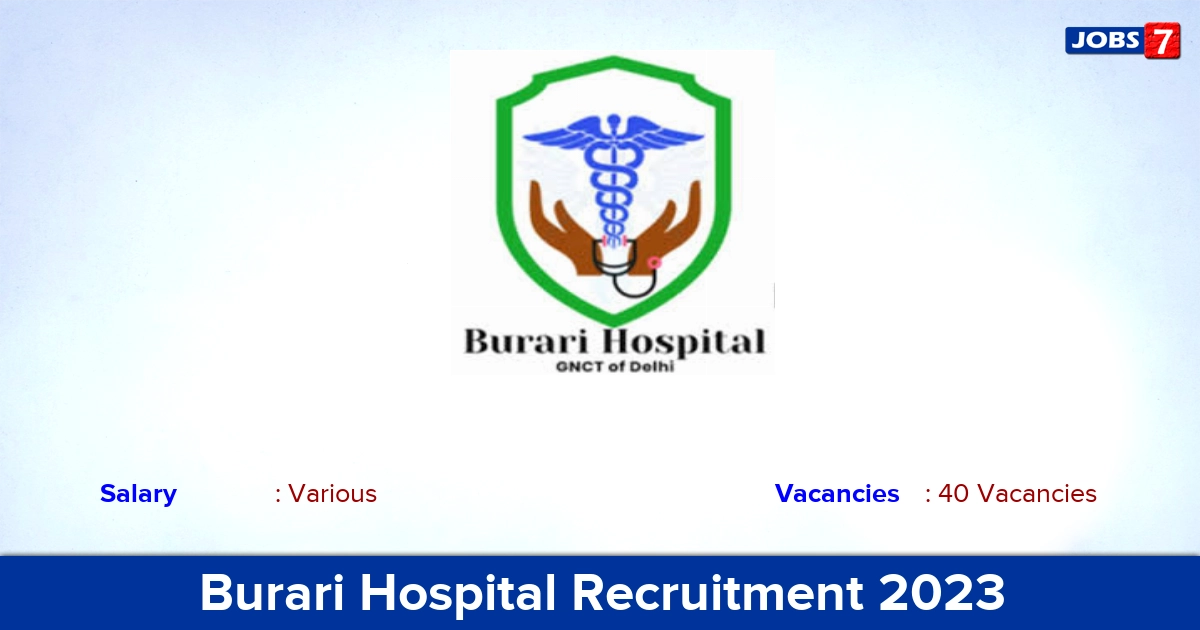 Burari Hospital Recruitment 2024 -  Apply 40 For Junior Resident Jobs