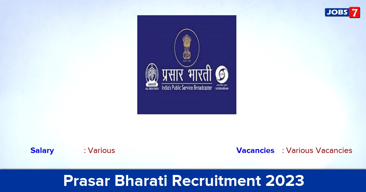 Prasar Bharati Recruitment 2023-2024 - Apply for Correspondent Vacancies