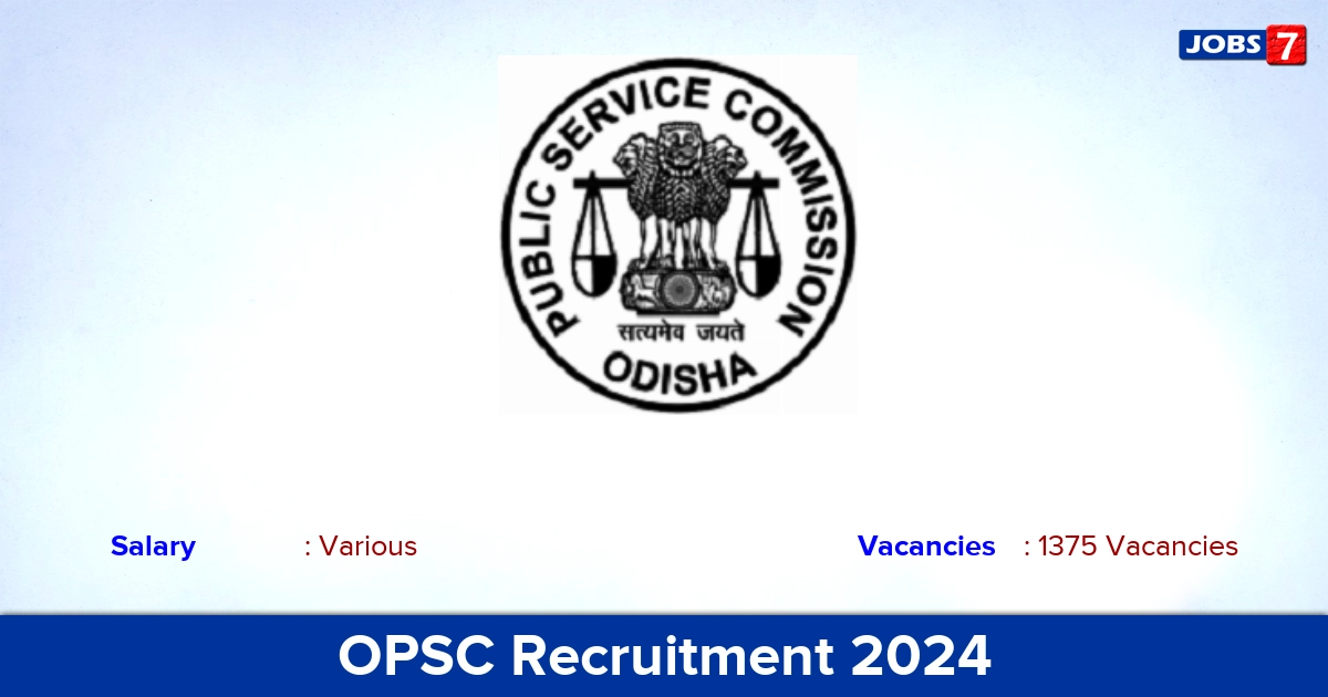 OPSC Recruitment 2024 - Apply Online for 1375 PGT Vacancies