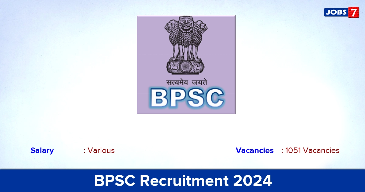 BPSC Recruitment 2024 - Apply Online for 1051 Agriculture Officer Vacancies