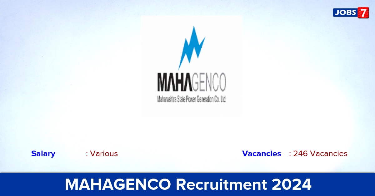 MAHAGENCO Recruitment 2024 - Apply Online for 246 Apprentice vacancies