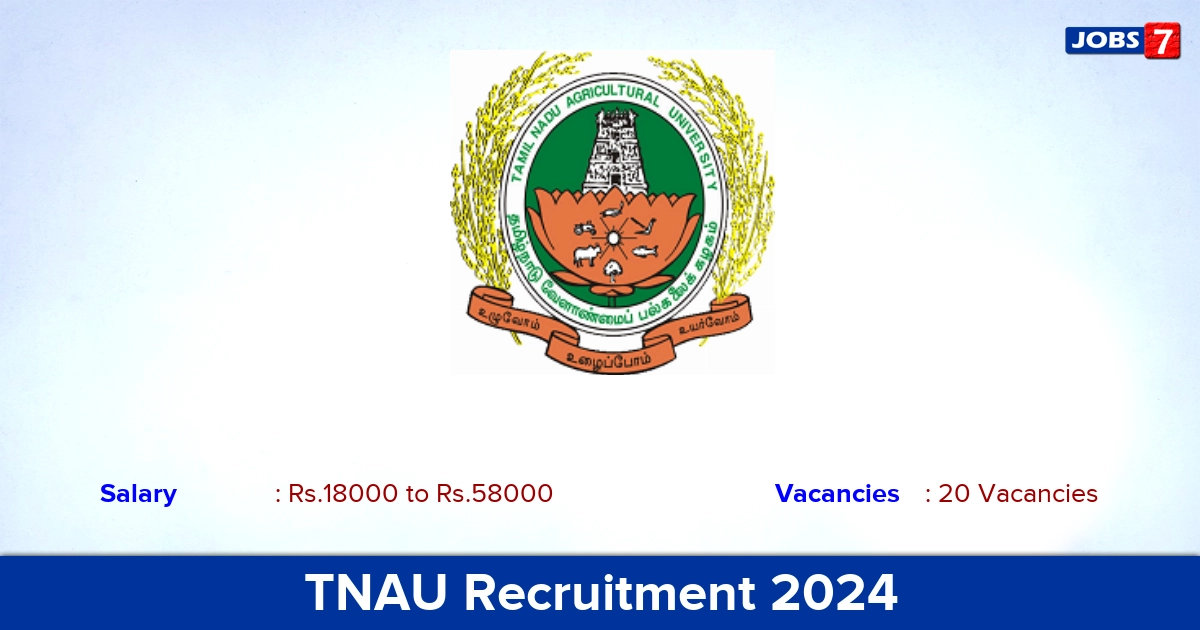 TNAU Recruitment 2024 - Apply Offline for 20 Technical Assistant vacancies