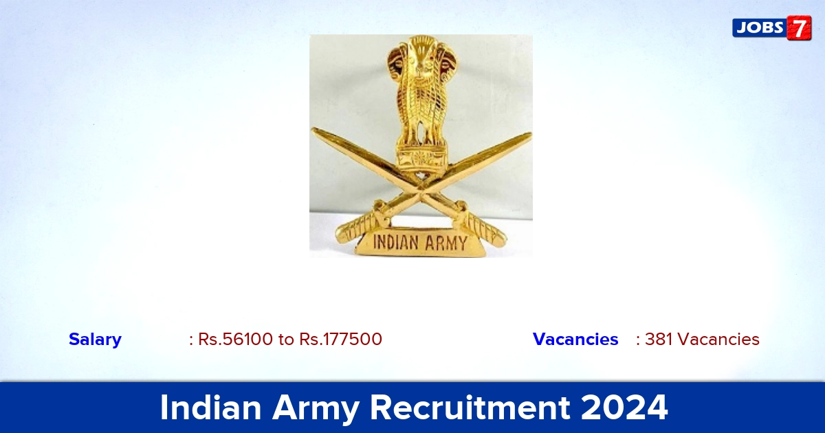 Indian Army Recruitment 2024 - Apply Online for 381 SSC (Tech) Vacancies