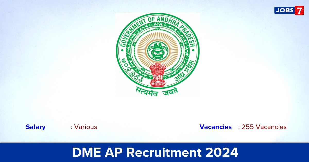 DME AP Recruitment 2024 - Apply Online for 255 Assistant Professor Vacancies