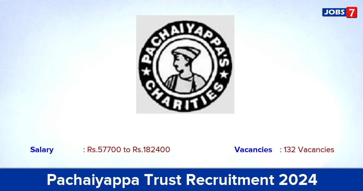 Pachaiyappa Trust Recruitment 2024 - Apply for 132 Assistant Professor Vacancies