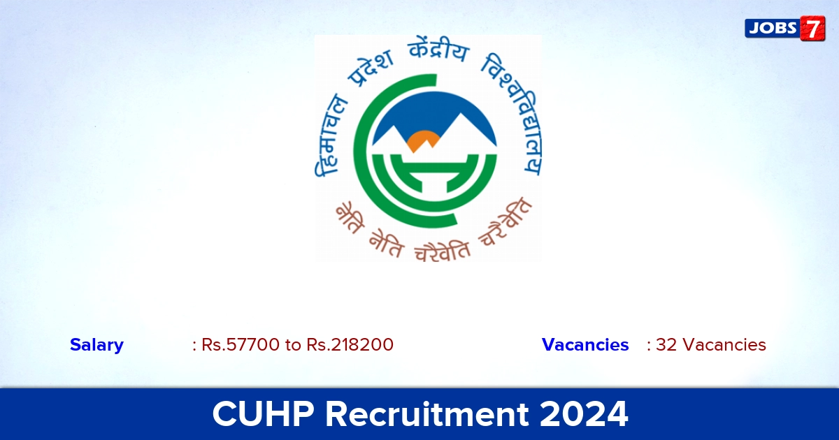 CUHP Recruitment 2024 - Apply Online for 32 Professor, Associate Professor vacancies