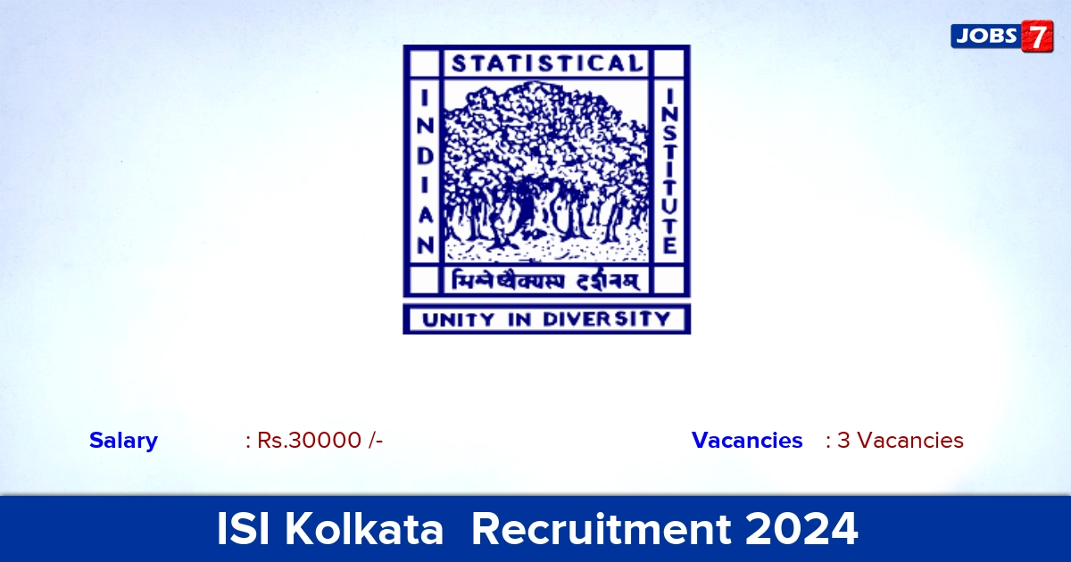 ISI Kolkata  Recruitment 2024 - Apply Online for Project Linked Person Jobs