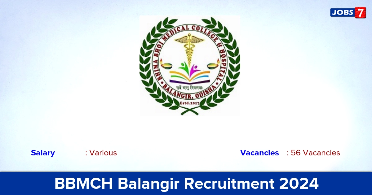 BBMCH Balangir Recruitment 2024 - Apply for 56 Junior Resident Vacancies