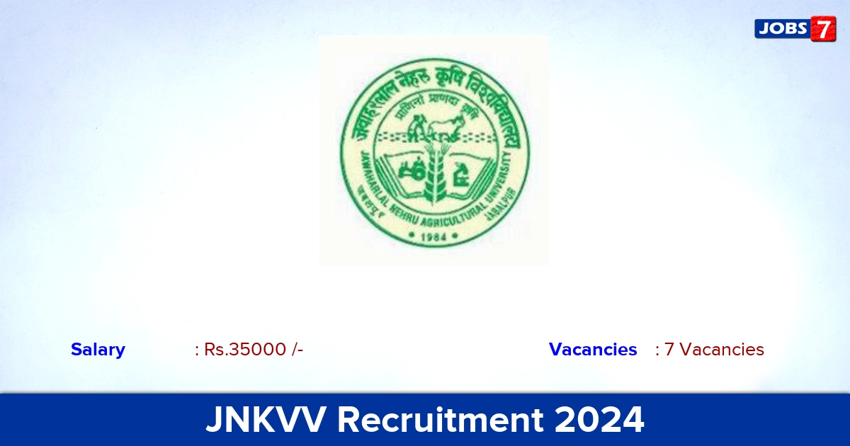 JNKVV Recruitment 2024 - Apply Online for Teaching Jobs