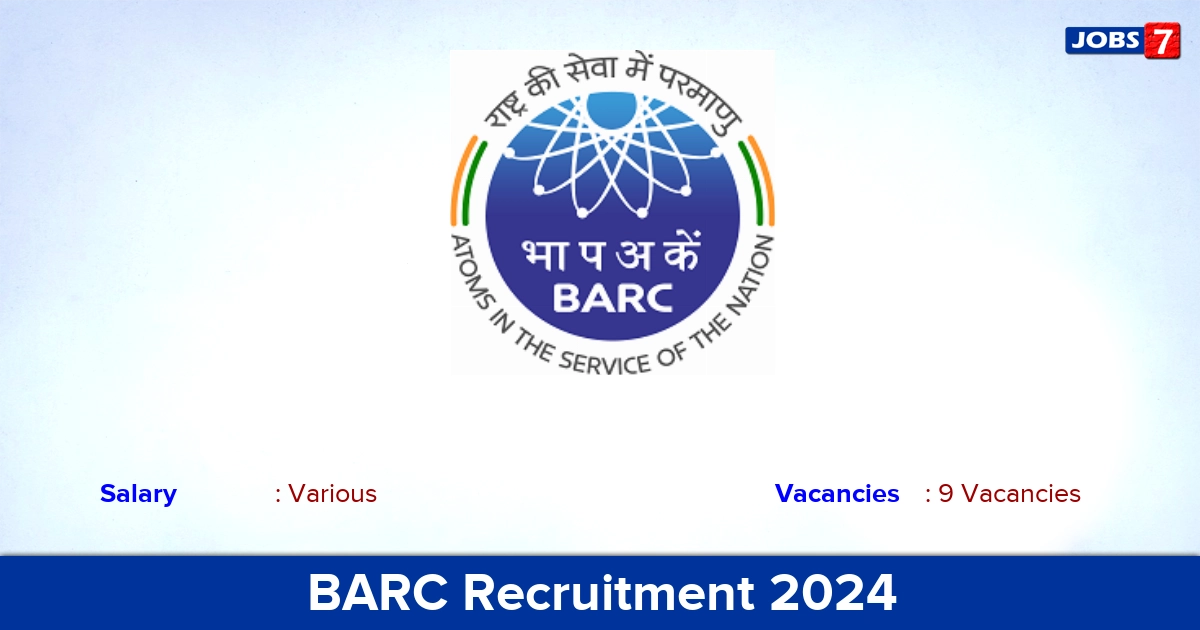 BARC Recruitment 2024 - Apply for Pharmacist, X-Ray Technician Jobs