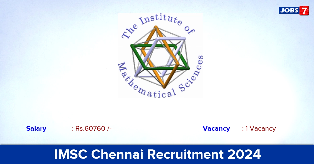IMSC Chennai Recruitment 2024 - Apply Online for Post Doctoral Fellow Jobs