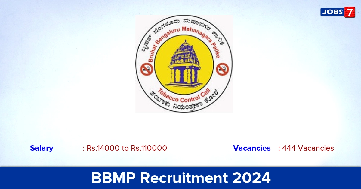 BBMP Recruitment 2024 - Apply Online for 444 Lab Technician, Staff Nurse Vacancies