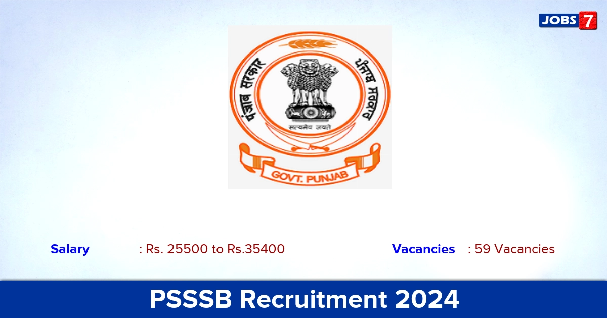 PSSSB Recruitment 2024 - Apply Online for 59 Technician, Inspector Vacancies