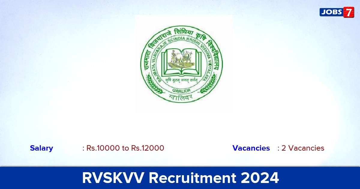 RVSKVV Recruitment 2024 - Apply Offline for Assistantship Jobs