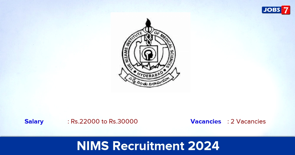 NIMS Recruitment 2024 - Apply for Nurse, Coordinator Jobs