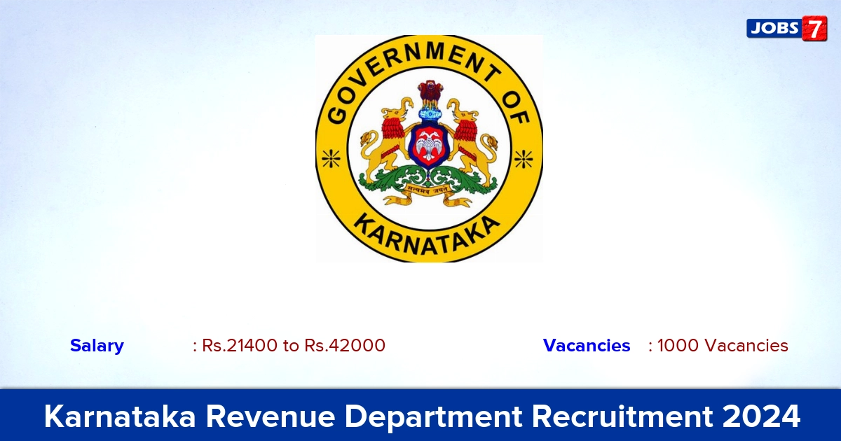 Karnataka Revenue Department Recruitment 2024 - Apply Online for 1000 Village Accountant Vacancies