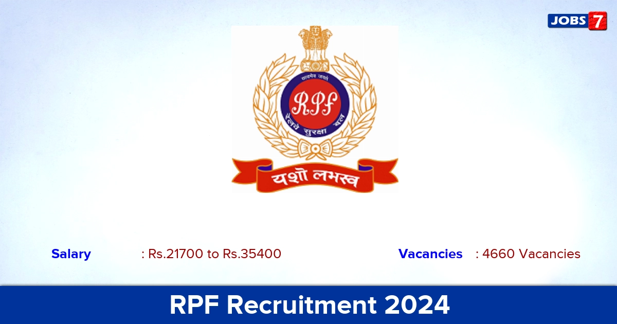 RPF Recruitment 2024 - Apply Online for 4660 SI, Constable Vacancies