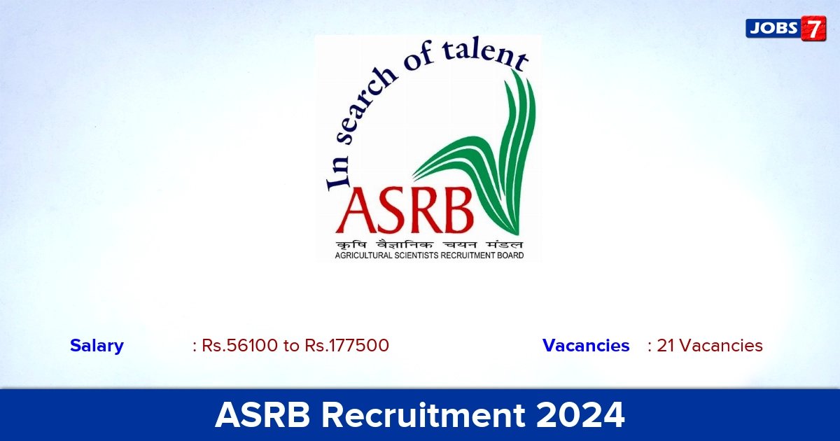 ASRB Recruitment 2024 - Apply Online for 21 Assistant Director Vacancies