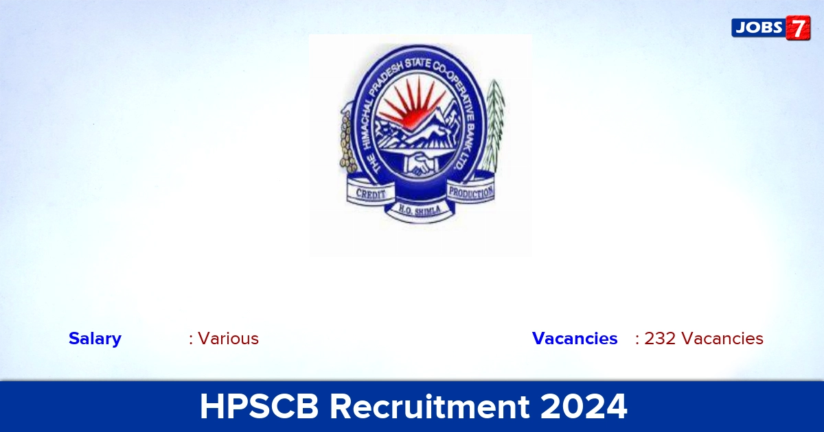 HPSCB Recruitment 2024 - Apply Online for 232 Junior Clerk Vacancies